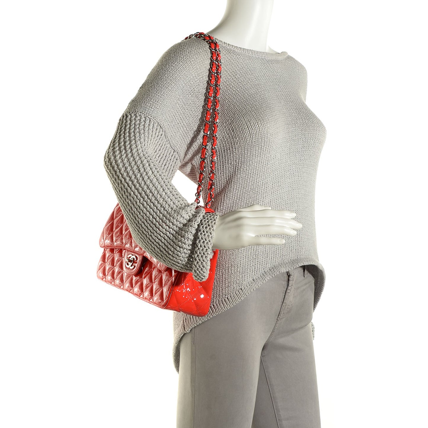 Patent Quilted Jumbo Double Flap Red