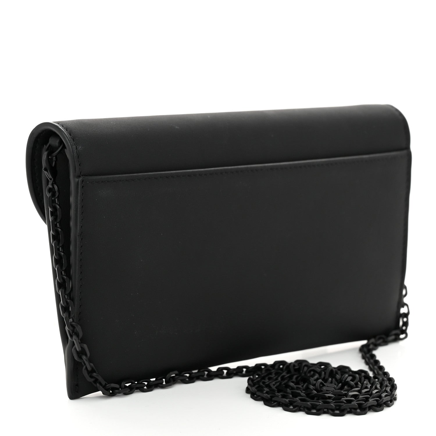 Christian Dior Ultra Matte Calfskin Saddle Chain Wallet Pouch Black 4 of 11