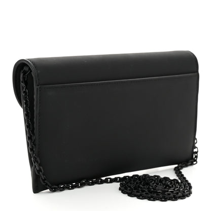 Christian Dior Ultra Matte Calfskin Saddle Chain Wallet Pouch Black 4 of 11
