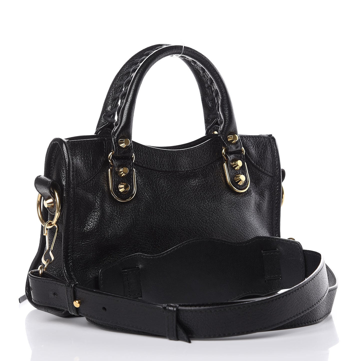 Chevre Gold Metallic Edge Hardware Mini City Black