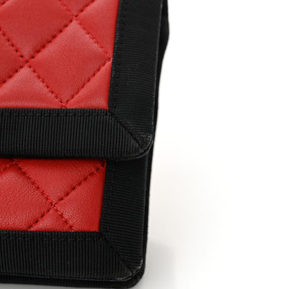 Chanel Lambskin Grosgrain Quilted Flap Red Black 11 of 13
