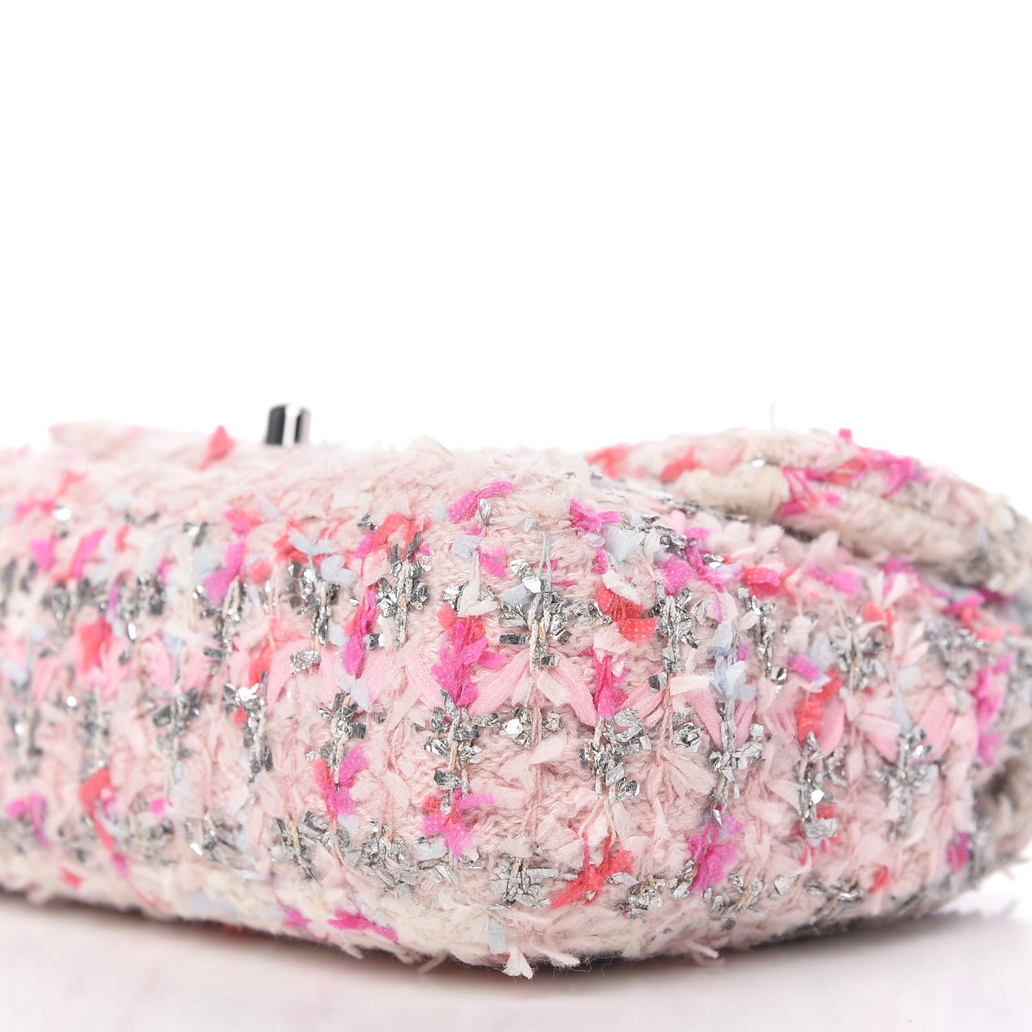 Chanel Tweed Quilted Mini Rectangular Flap Light Pink Silver Blue 7 of 10