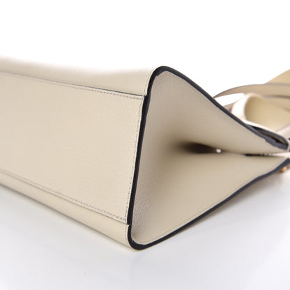 Gucci Grained Calfskin Web Stripe Butterfly Medium Totem Top Handle Bag White 10 of 11