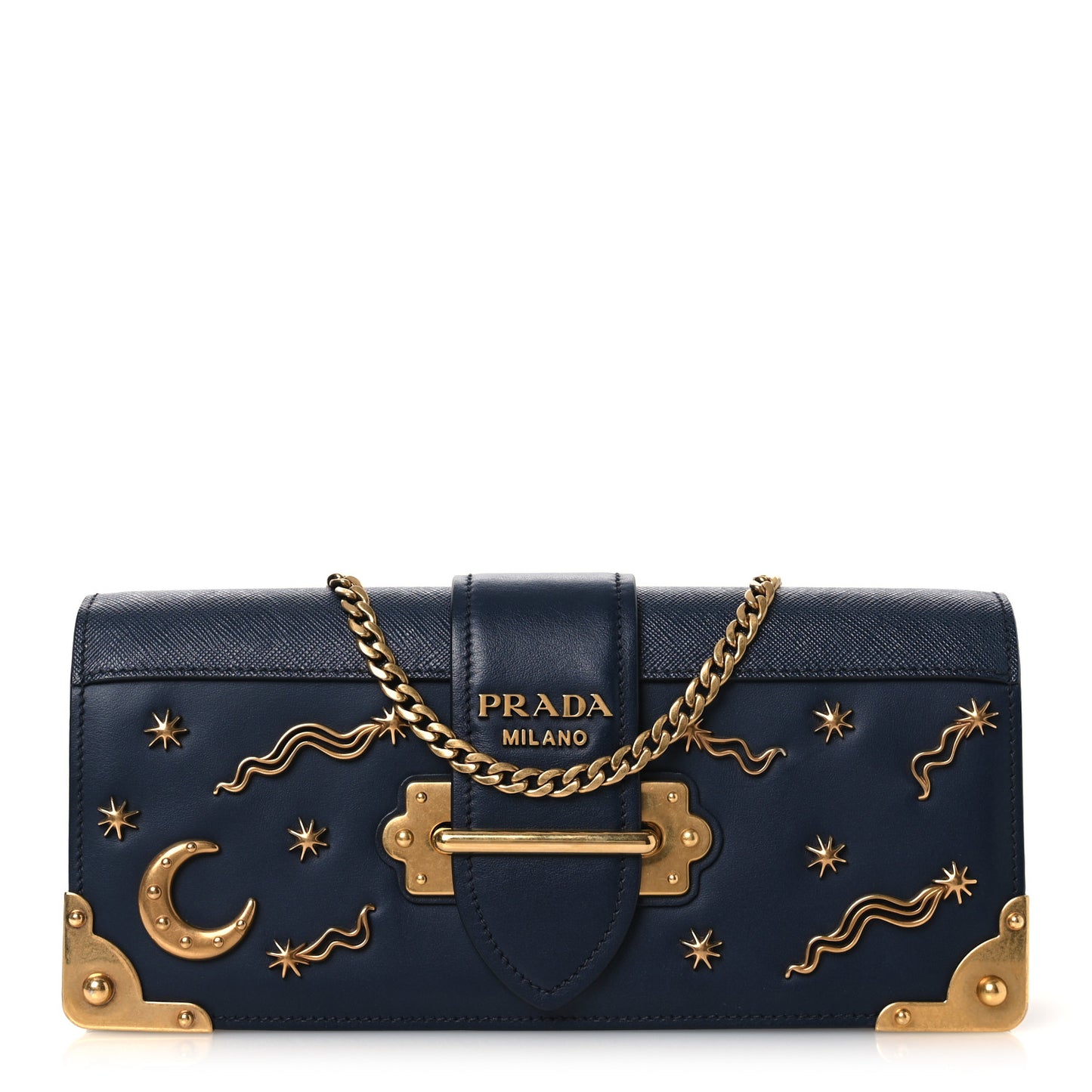 City Calf Saffiano Astrology Cahier Clutch With Chain Baltico