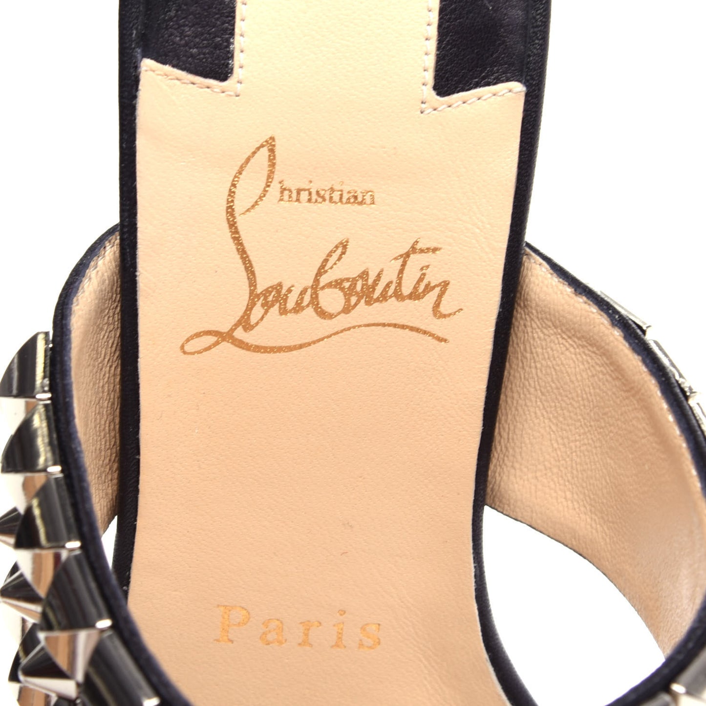 Calfskin Studded Tina Goes Mad 55 Slide Sandals 36 Black