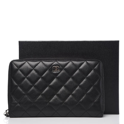 Chanel Lambskin Quilted Large Zip Around Organizer Wallet Black 13 of 13