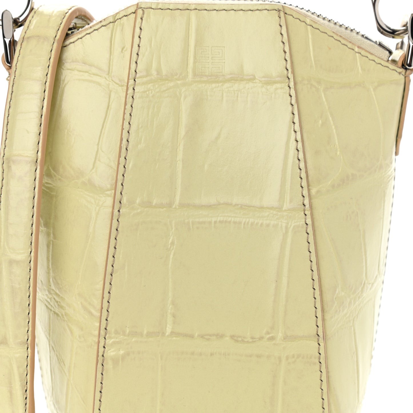 Calfskin Crocodile Embossed Mini Vertical Antigona Natural