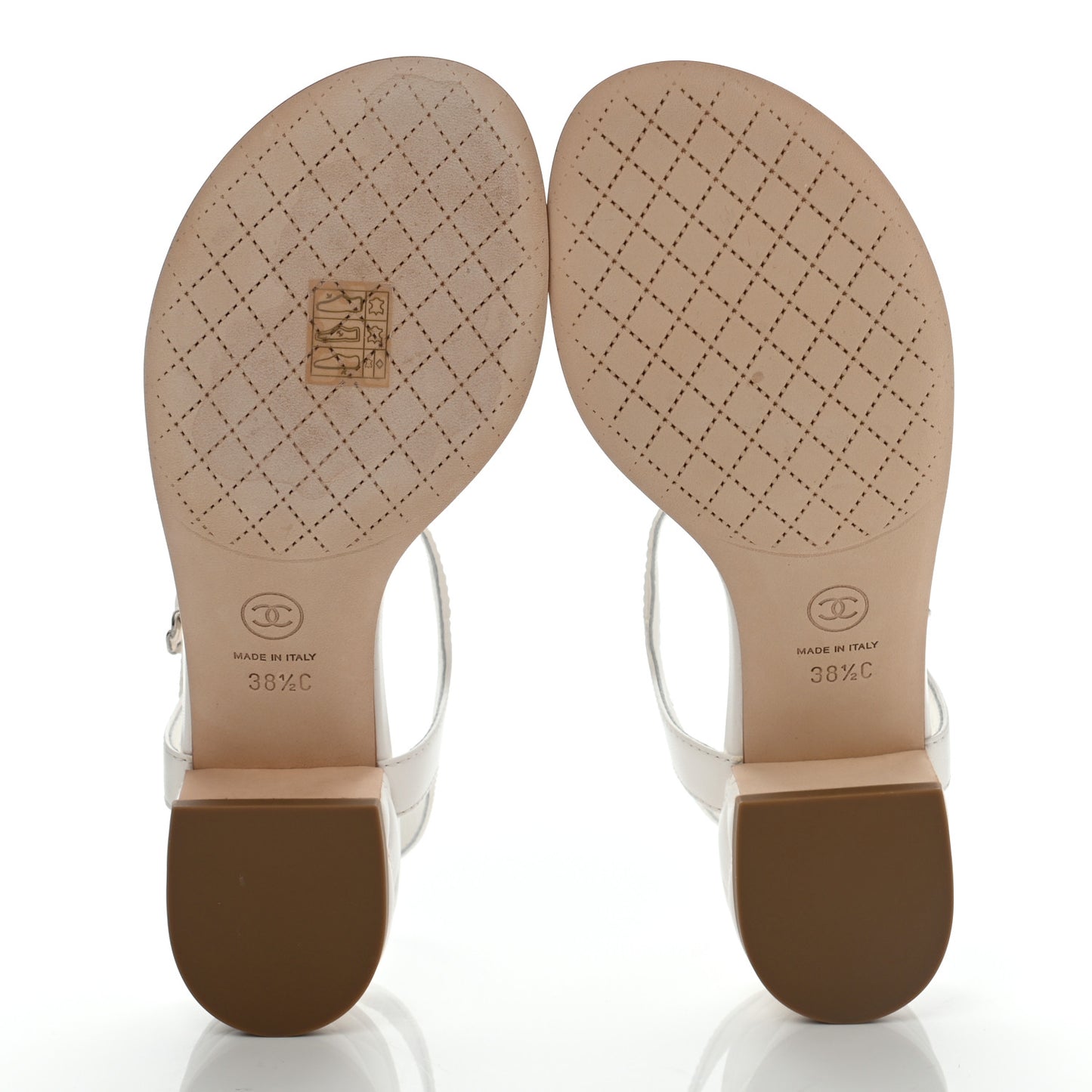 Lambskin Chain CC Logo Thong Sandals 38.5 White