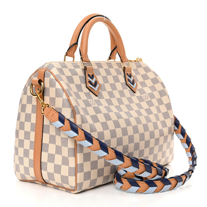 Louis Vuitton Damier Azur Braided Speedy Bandouliere 30 Blue 3 of 10