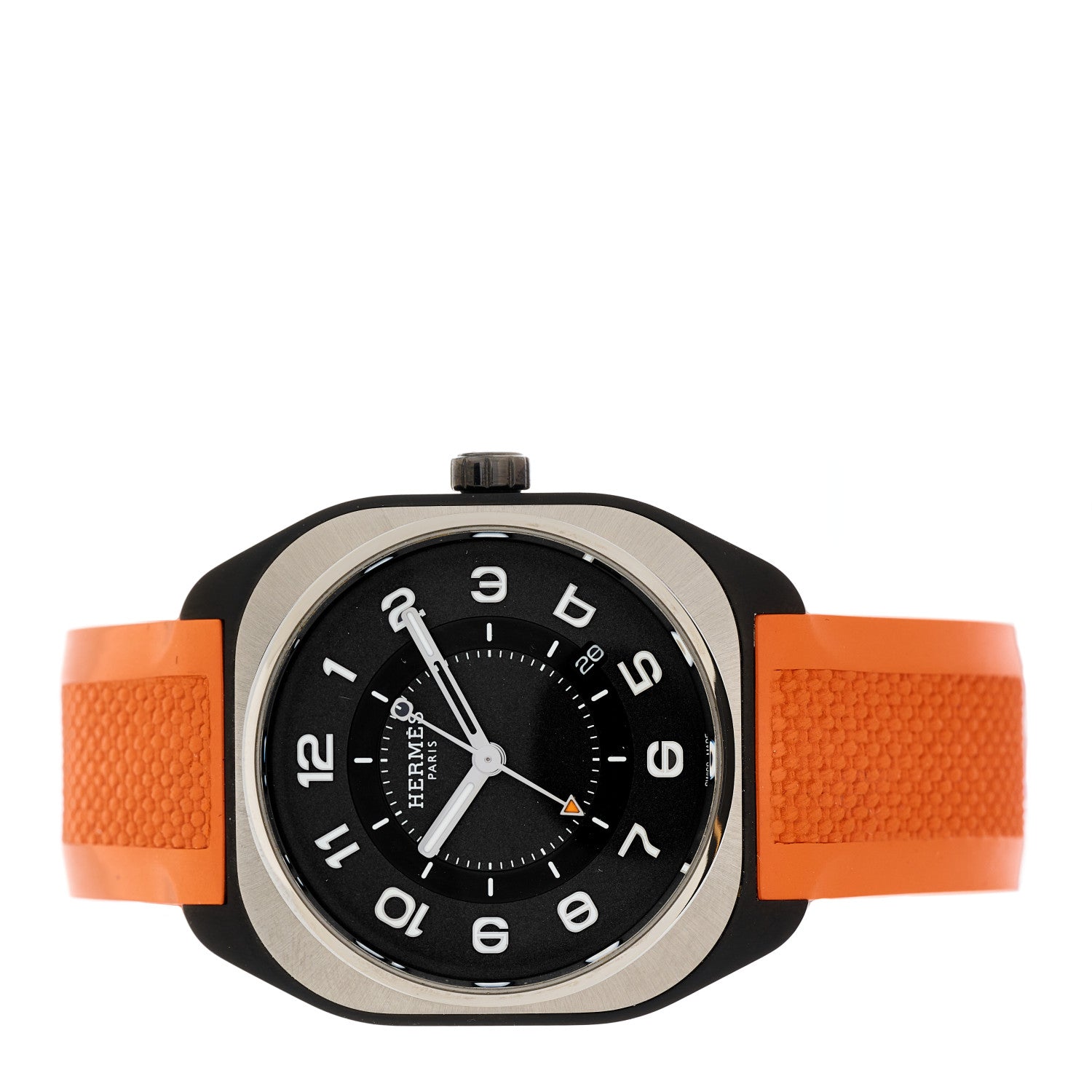 Hermes DLC Coated Titanium Rubber 39mm H08 Automatic Watch Orange 3 of 5