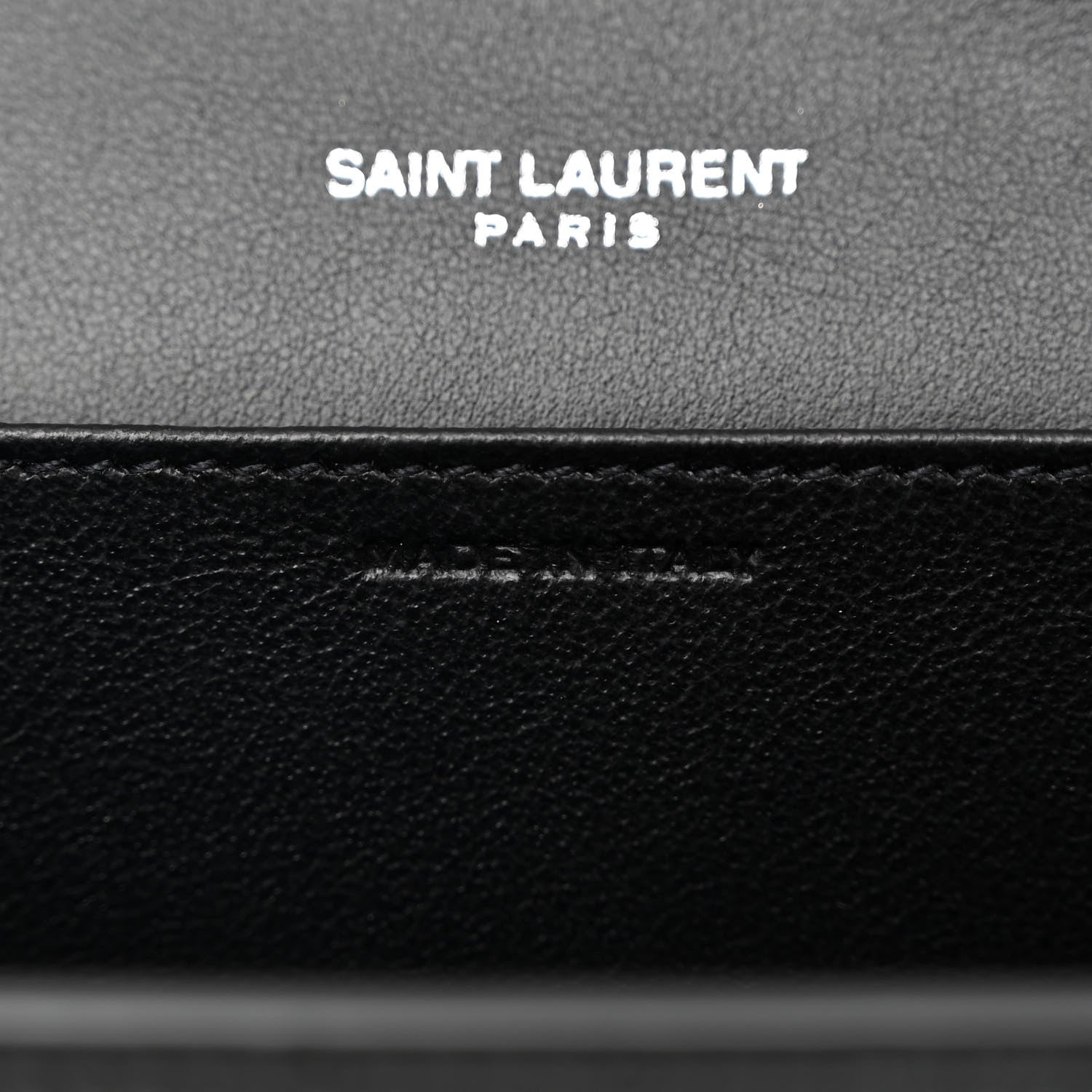 Saint Laurent Calfskin Crocodile Embossed Monogram Uptown Chain Wallet Black 8 of 11
