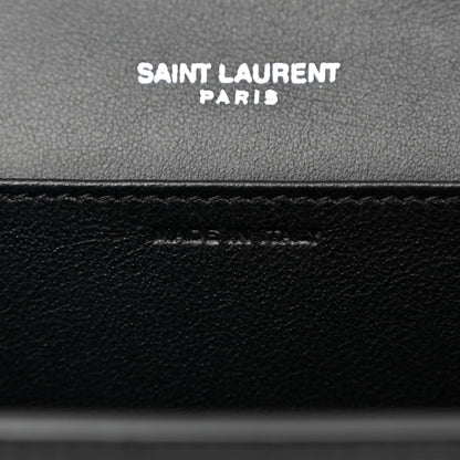 Saint Laurent Calfskin Crocodile Embossed Monogram Uptown Chain Wallet Black 8 of 11