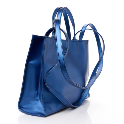 Telfar Metallic Vegan Leather Medium Shopping Bag Cobalt 3 of 12