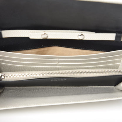 Prada Saffiano Bi-Color Chain Wallet Talco Nero Black 5 of 7