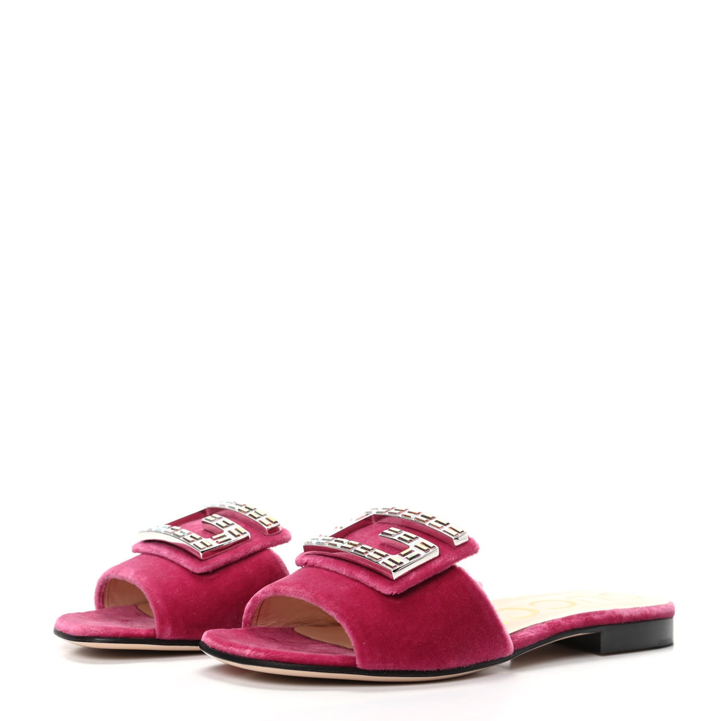 Velvet Crystal Square G Madelyn Slide Sandals 35.5 Light Raspberry Rose