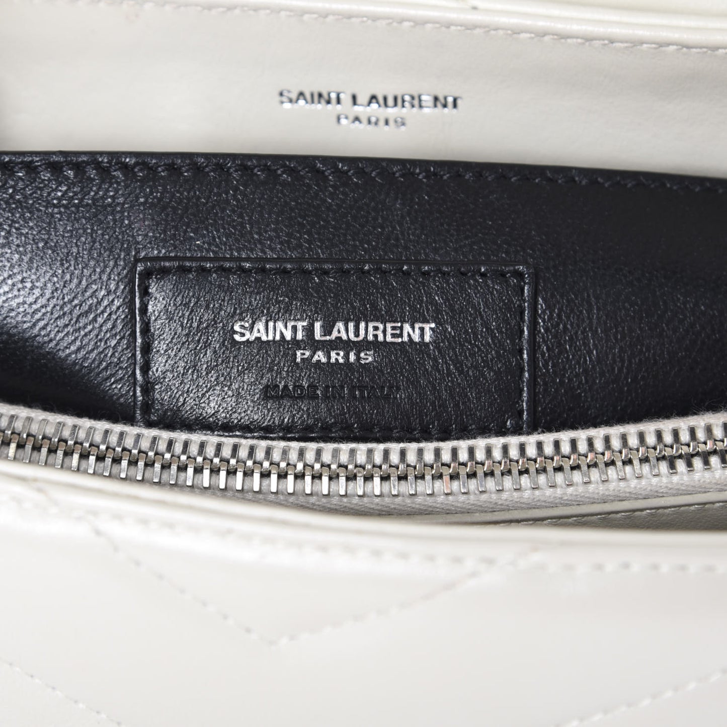 Calfskin Y Quilted Monogram Small Loulou Chain Satchel Ivory