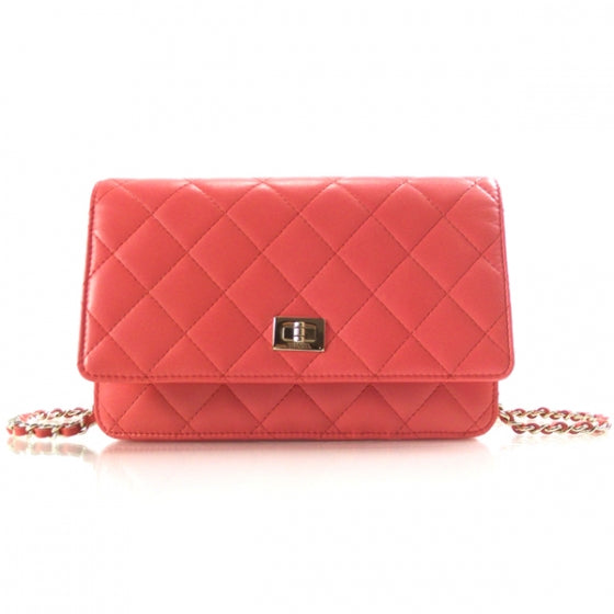 Chanel Lambskin Reissue Wallet On Chain Red 1 of 10