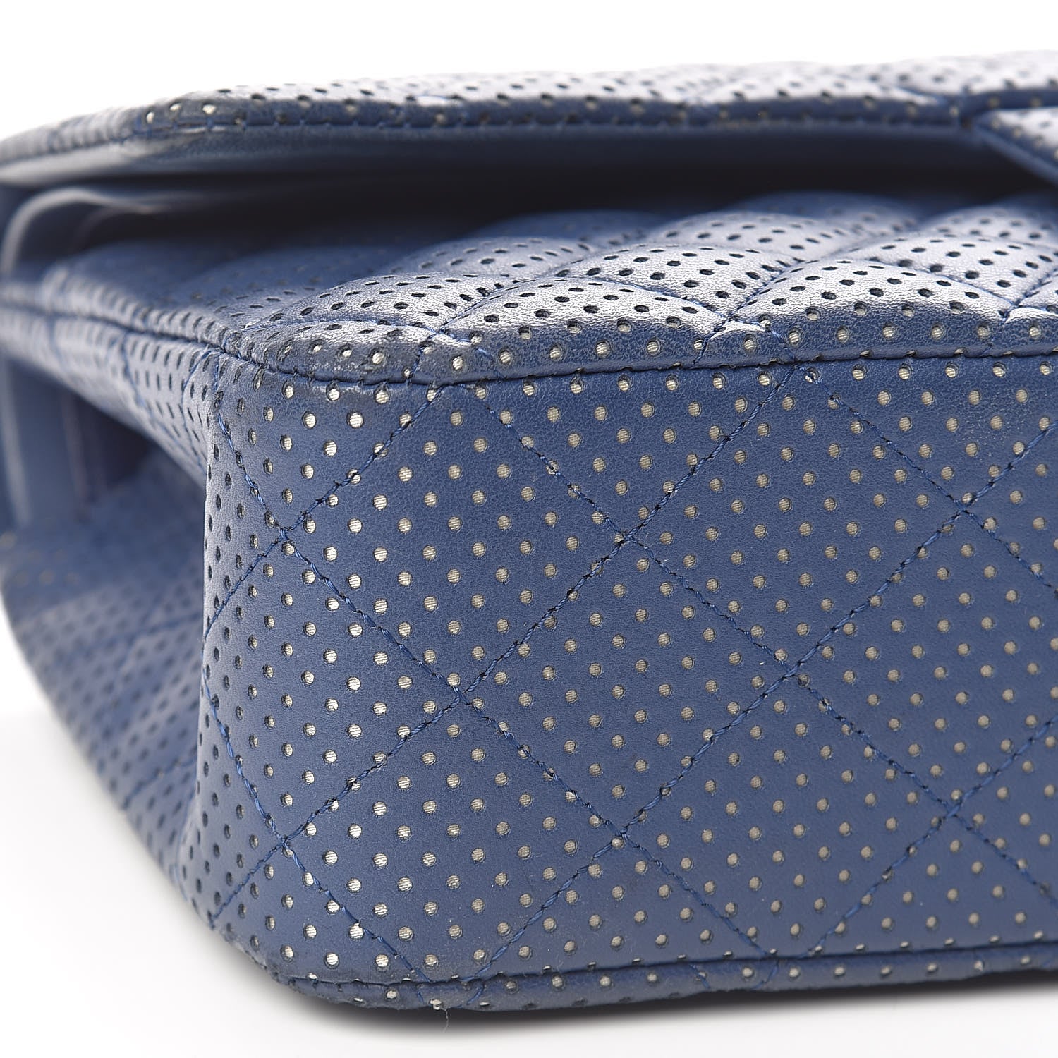 Chanel Lambskin Perforated Medium Double Flap Blue 9 of 11