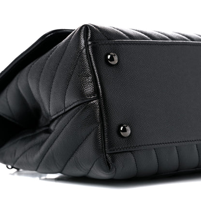 Chanel Caviar Chevron Quilted Small Coco Handle Flap So Black 8 of 12