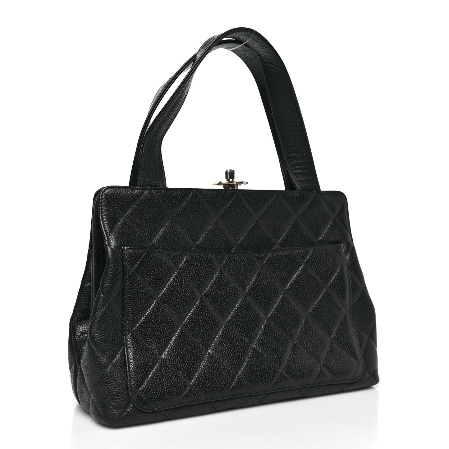 Caviar Quilted Frame Shoulder Bag Black