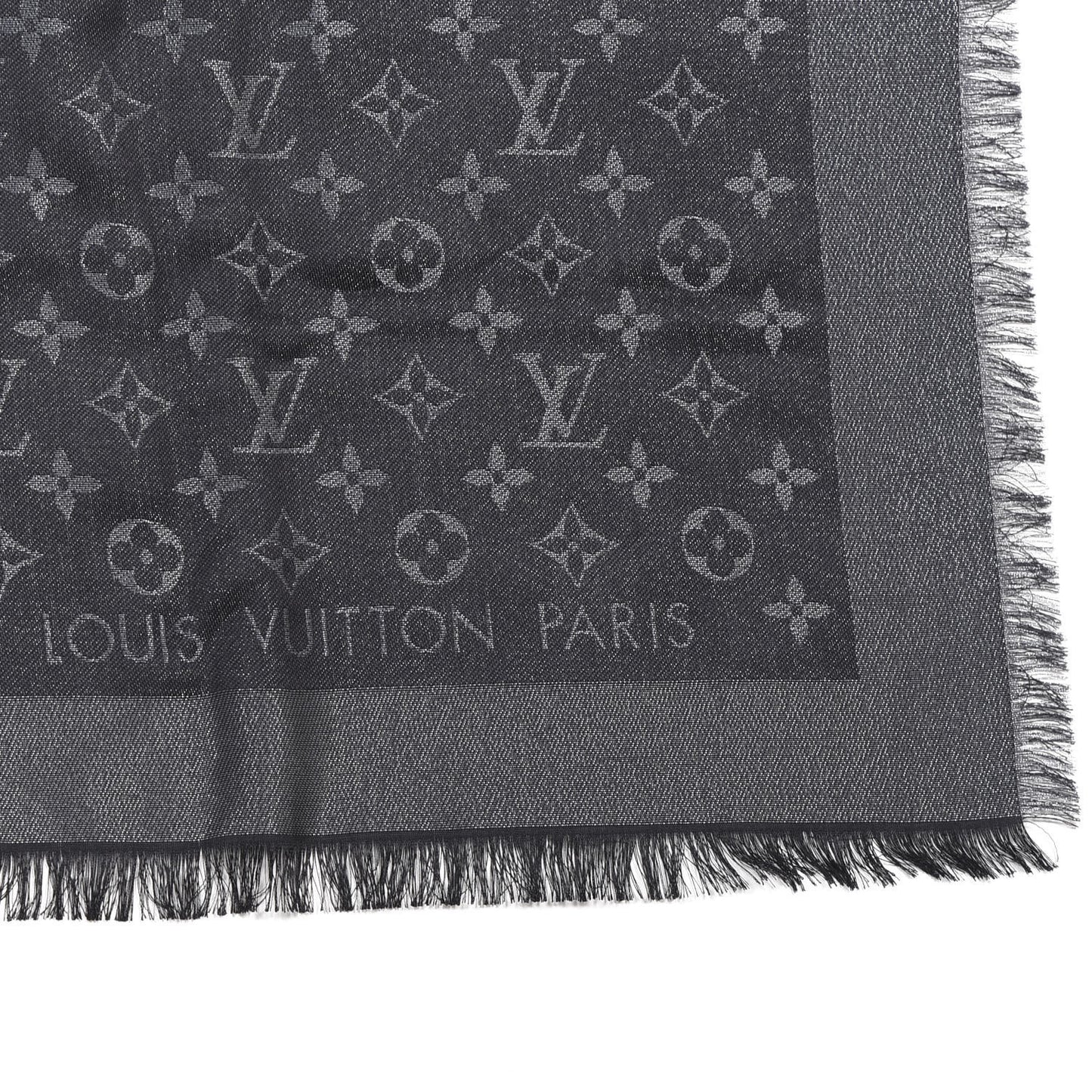 Silk Lurex Wool Monogram Shine Shawl Black