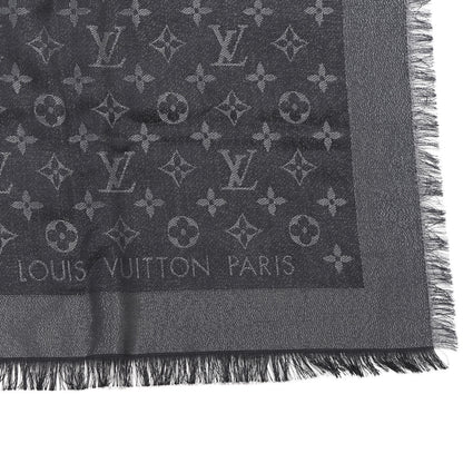 Louis Vuitton Silk Lurex Wool Monogram Shine Shawl Black 2 of 3