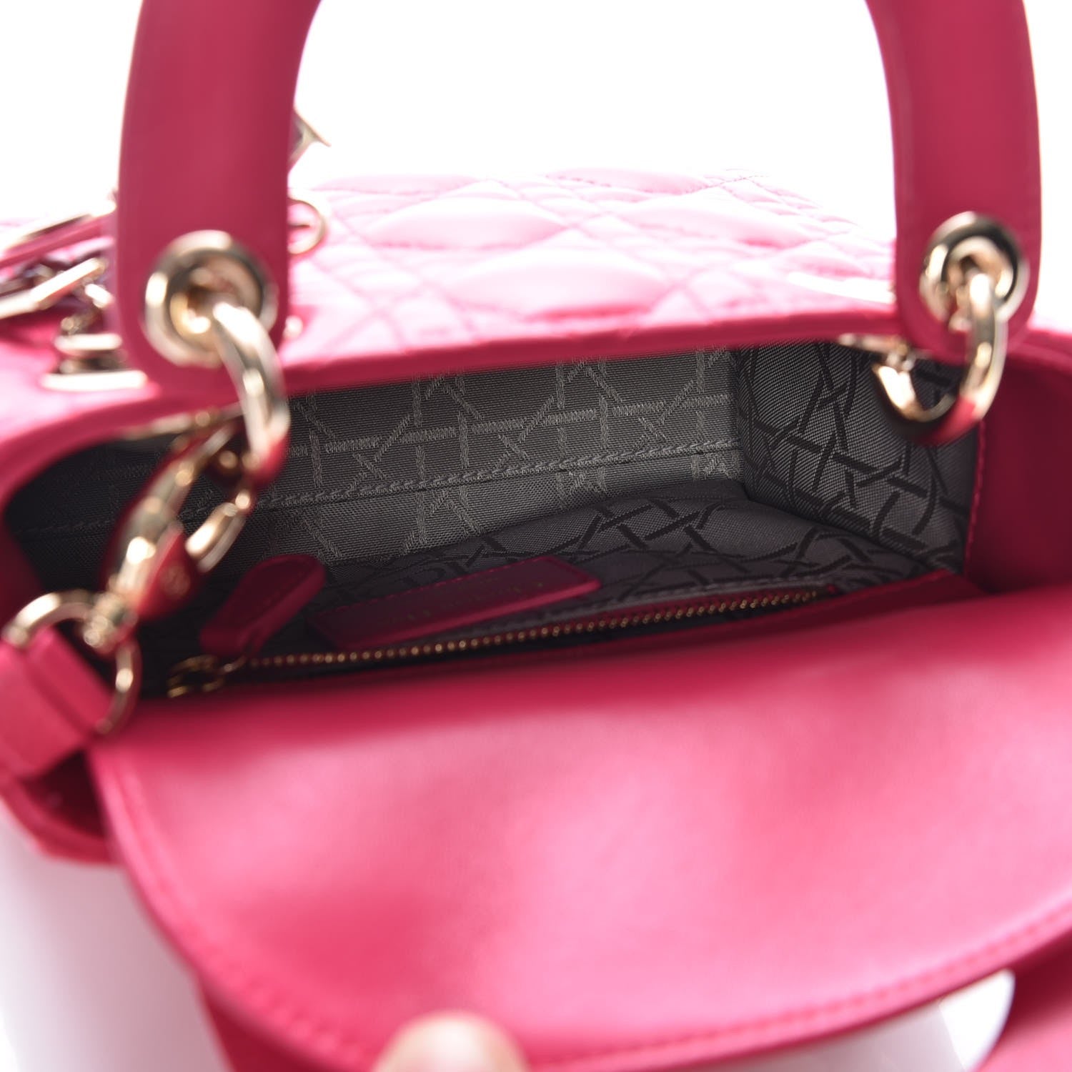 Christian Dior Lambskin Cannage Mini Lady Dior Fuchsia 5 of 8