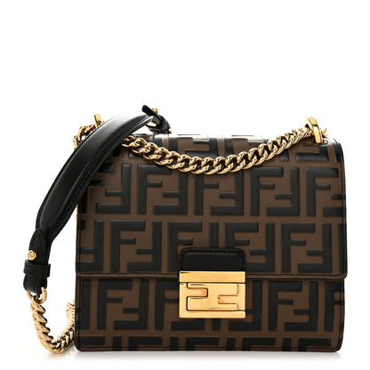 Fendi Vitello Liberty Bi-Color FF 1974 Embossed Small Kan U Shoulder Bag Maya Black 1 of 14