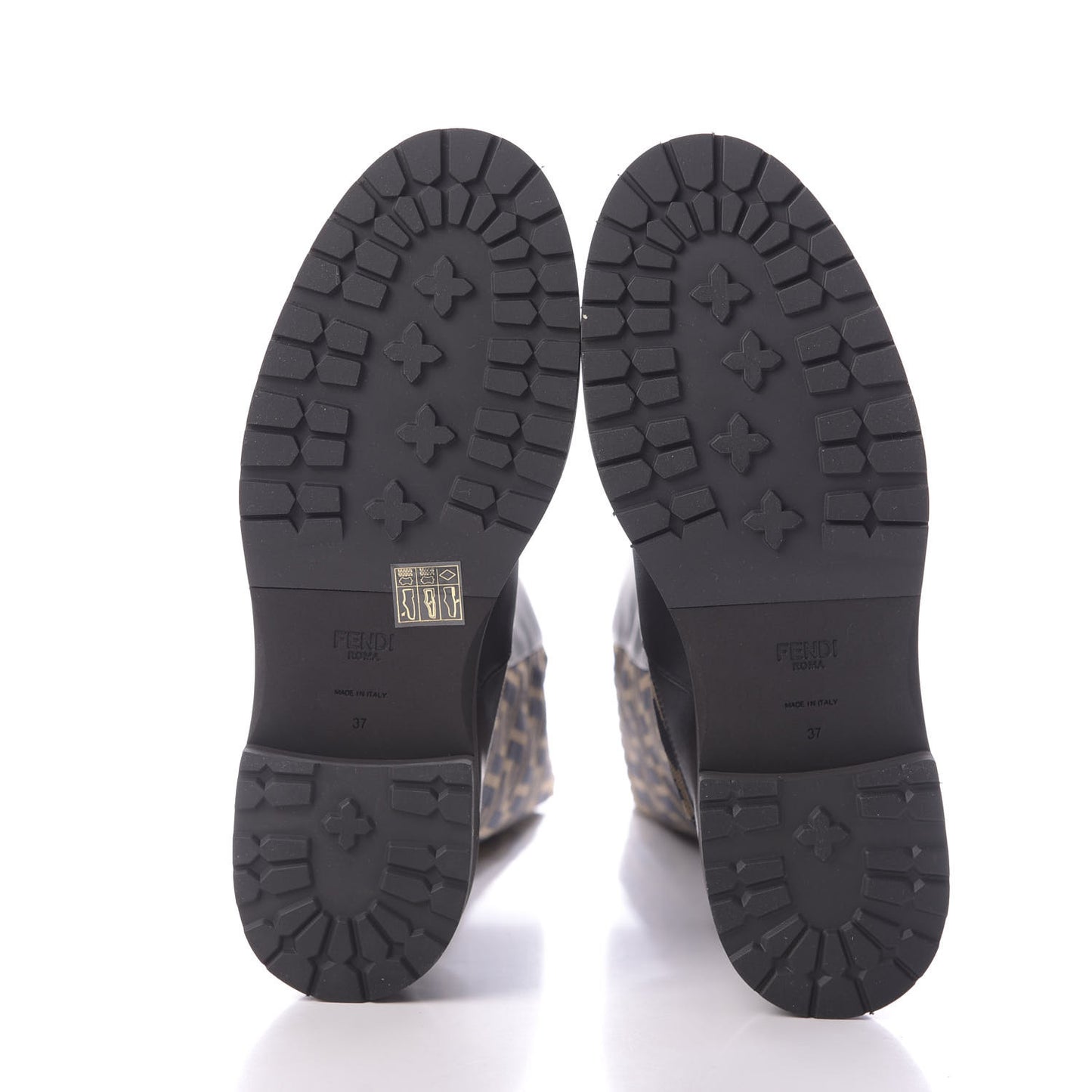 Nappa Microfiber Fabric FF Rockoko Tall Boots 37 Black Tobacco