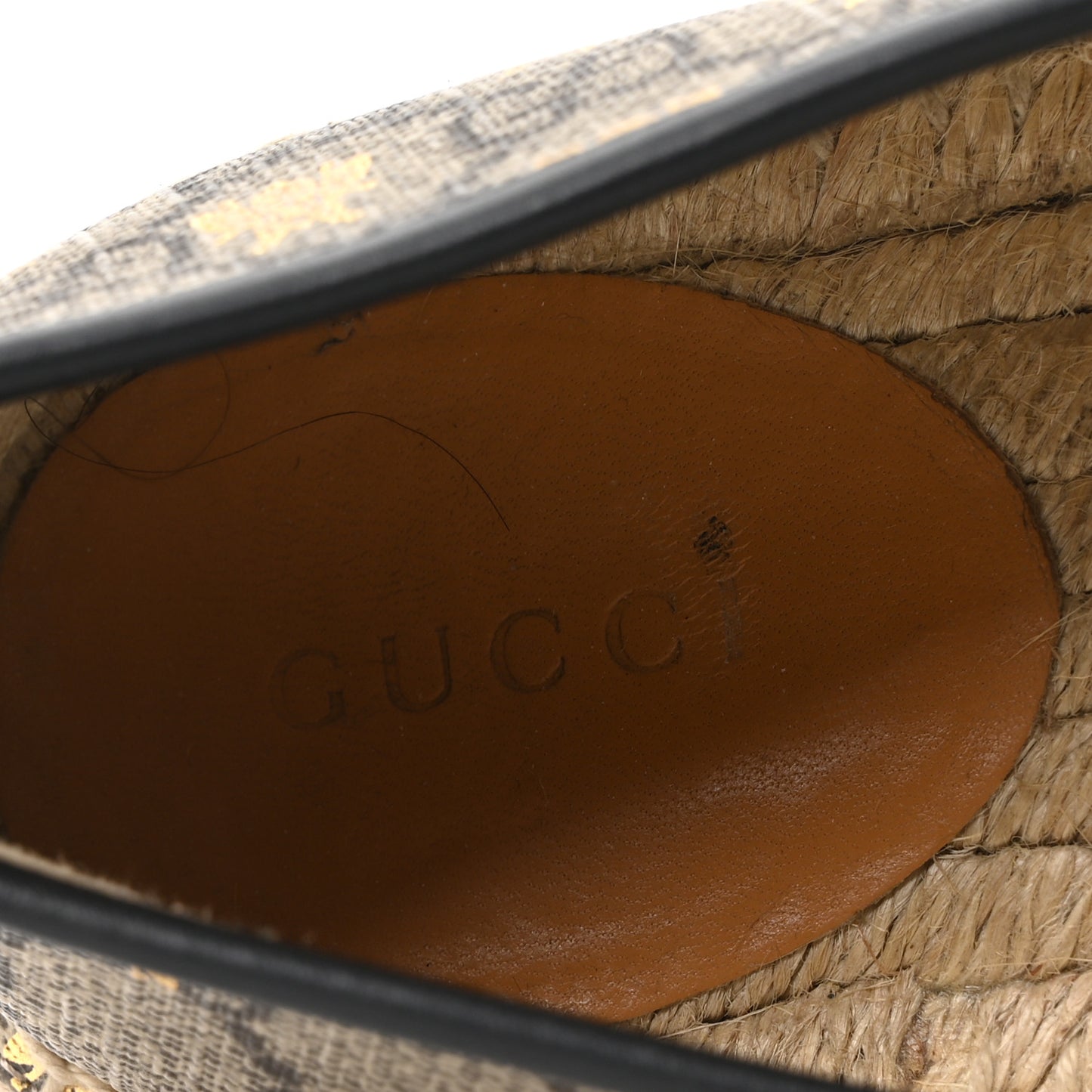 GG Supreme Monogram Bees Espadrille Flats 38 Beige Ebony Oro Black