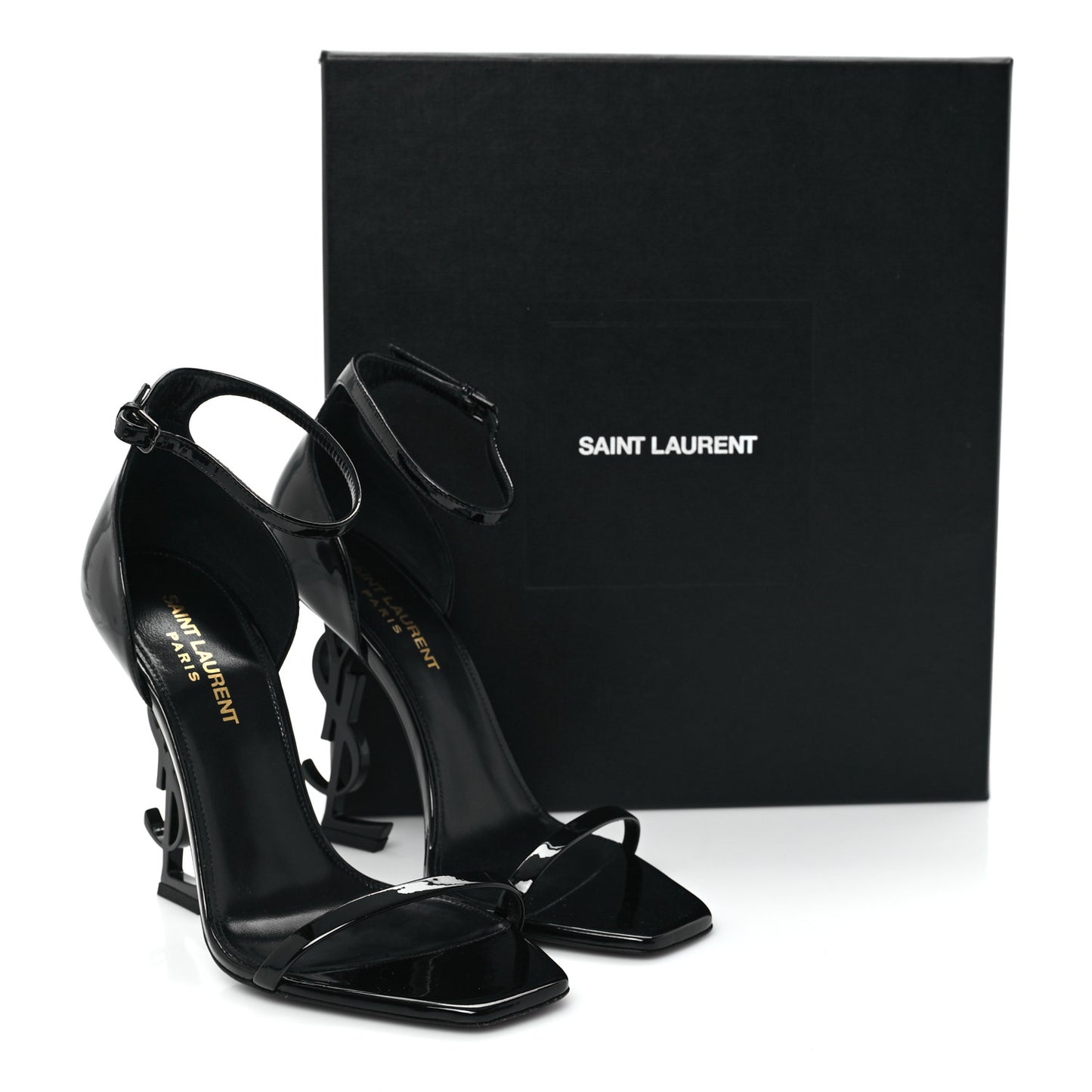 Patent Calfskin Opyum 110 Sandals 37.5 Black