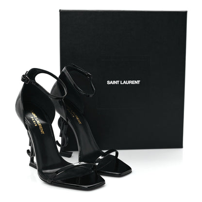 Saint Laurent Patent Calfskin Opyum 110 Sandals 37.5 Black 10 of 10