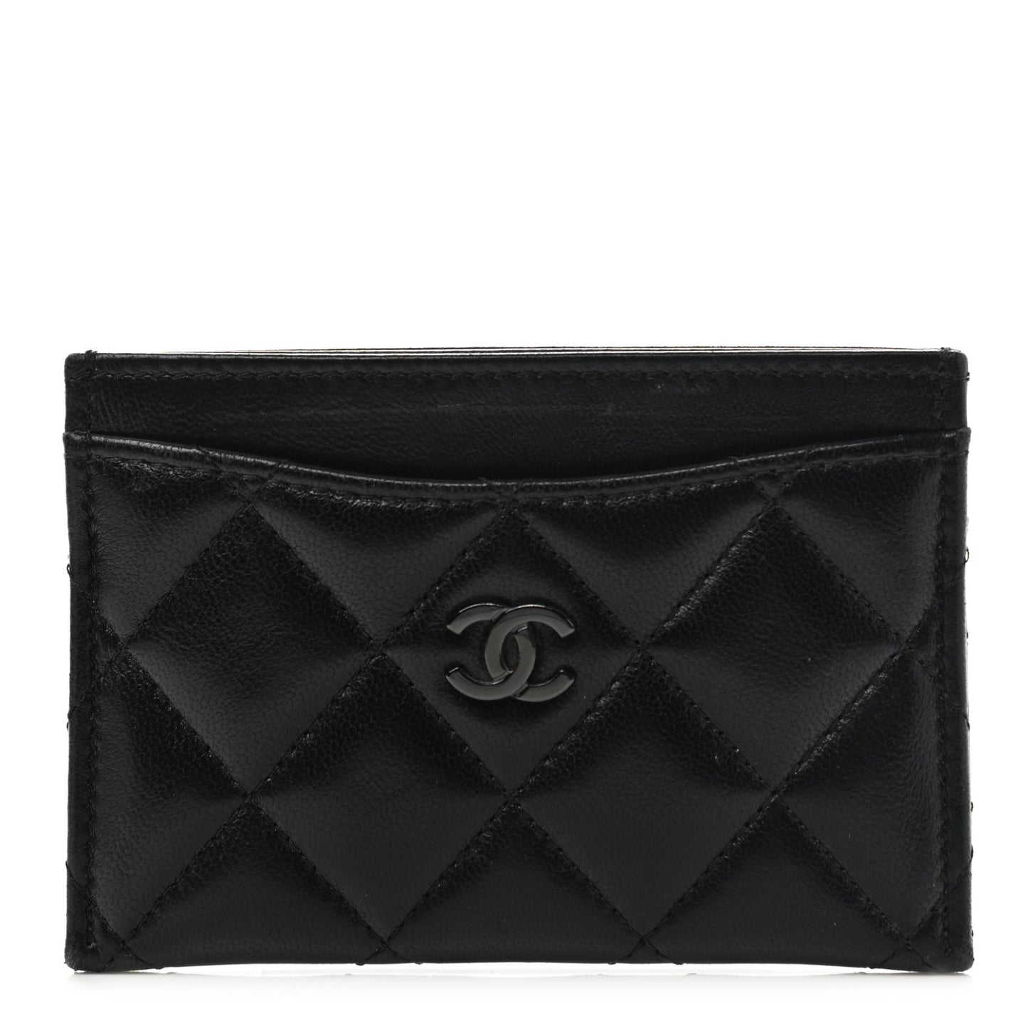 Lambskin Quilted Card Holder So Black