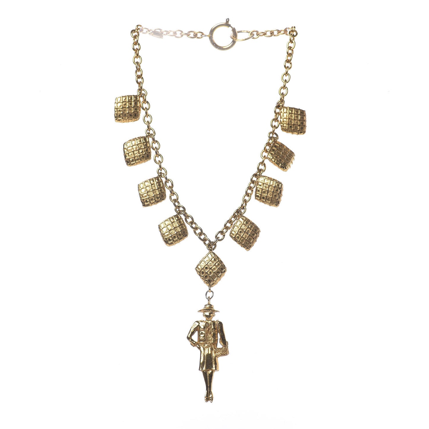 Coco Quilted Charms Short Necklace Gold