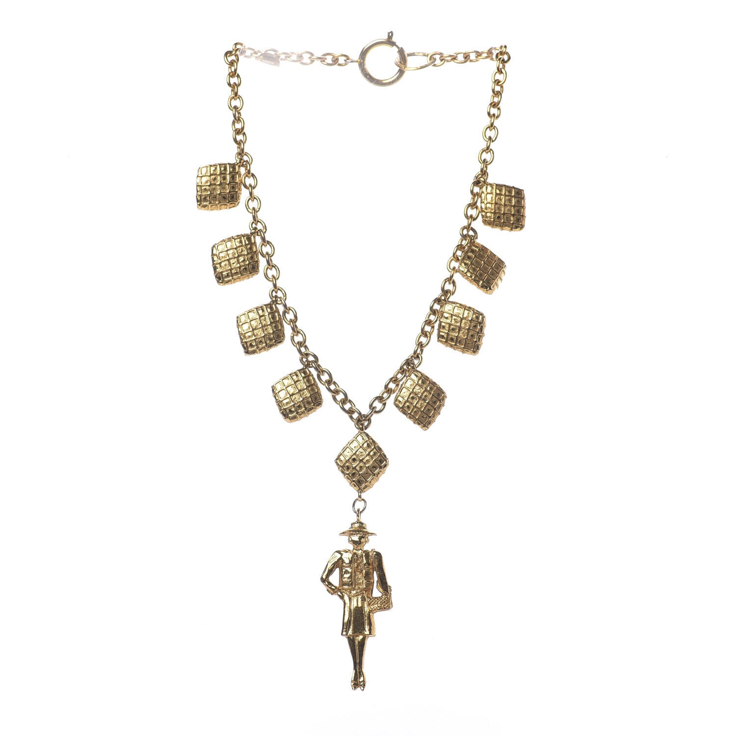 Chanel Coco Quilted Charms Short Necklace Gold 3 of 6