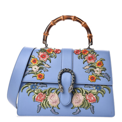 Gucci Moon Calfskin Crystal Web Embroidered Large Dionysus Bamboo Top Handle Bag Clear Sky Blue Multicolor 2 of 9