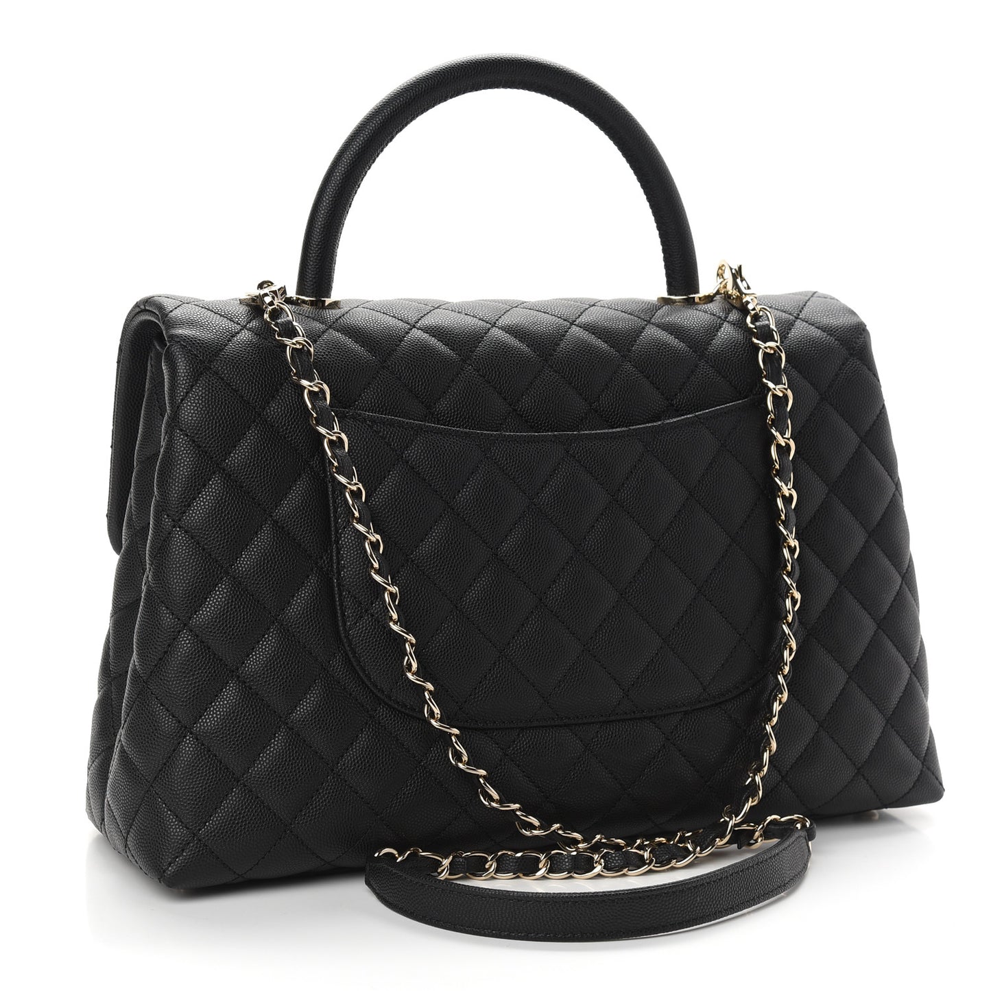 Caviar Quilted Medium Coco Handle Flap Black