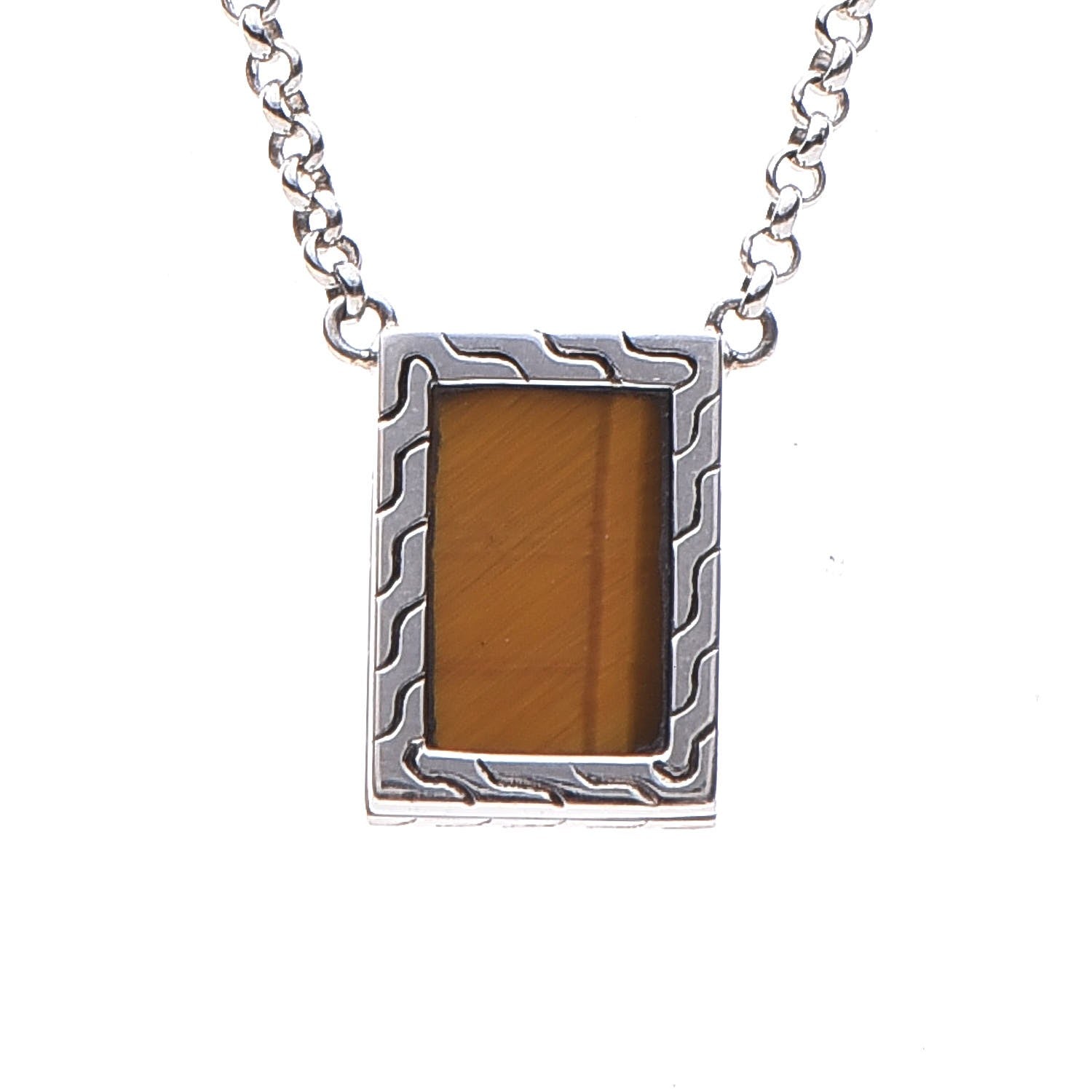 John Hardy Sterling Silver Tiger's Eye Black Onyx Classic Chain Necklace 5 of 9