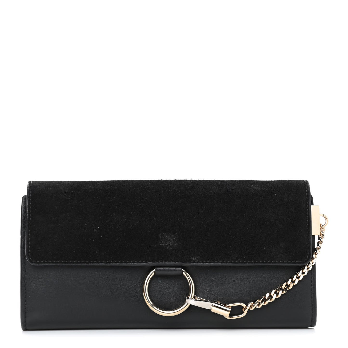 Suede Calfskin Faye Wallet Black