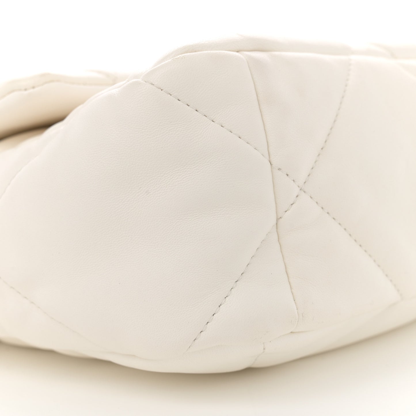 Goatskin Quilted Large Chanel 19 Flap White