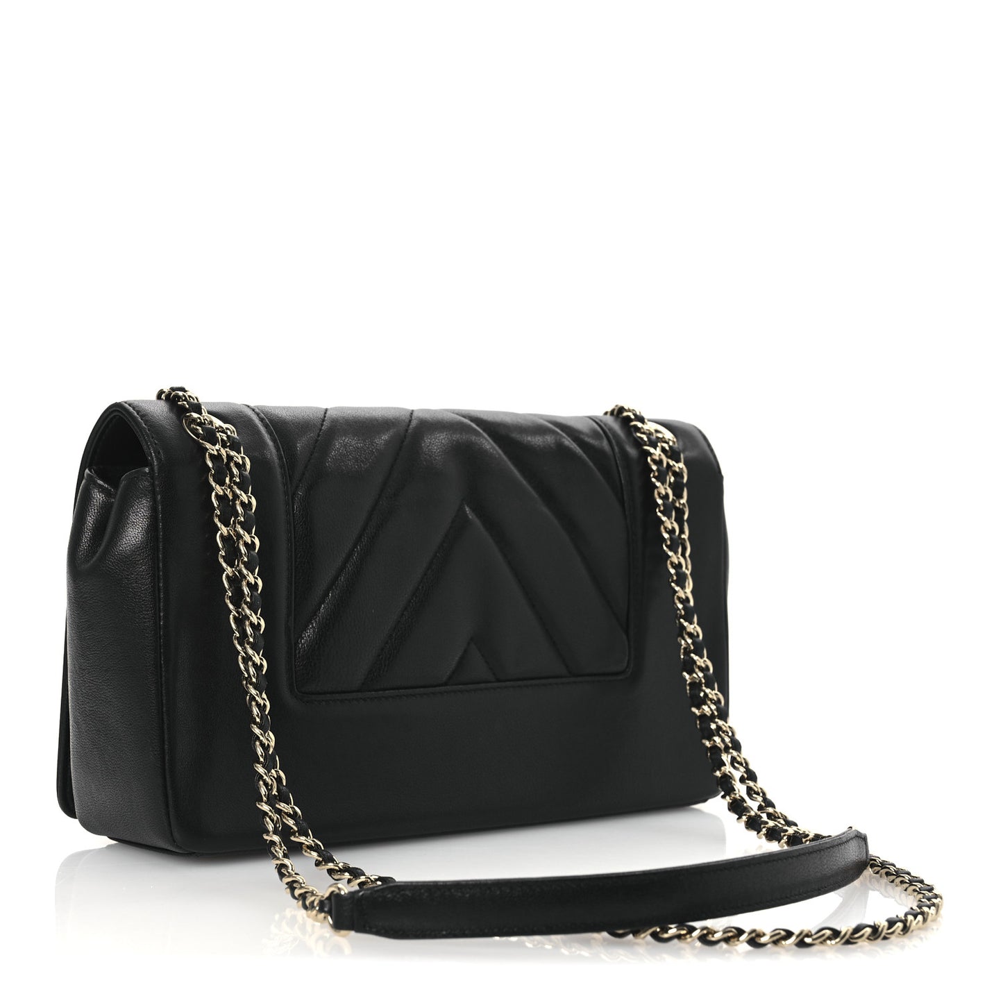 Sheepskin Chevron Quilted Medium Vintage Mademoiselle Flap Black