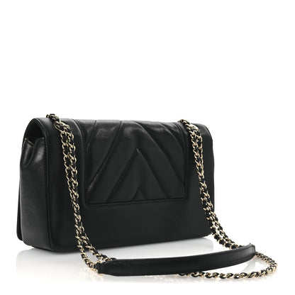 Chanel Sheepskin Chevron Quilted Medium Vintage Mademoiselle Flap Black 3 of 11
