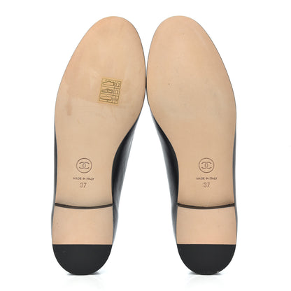 Chanel Lambskin Pearl CC Loafers 37 Black 5 of 17