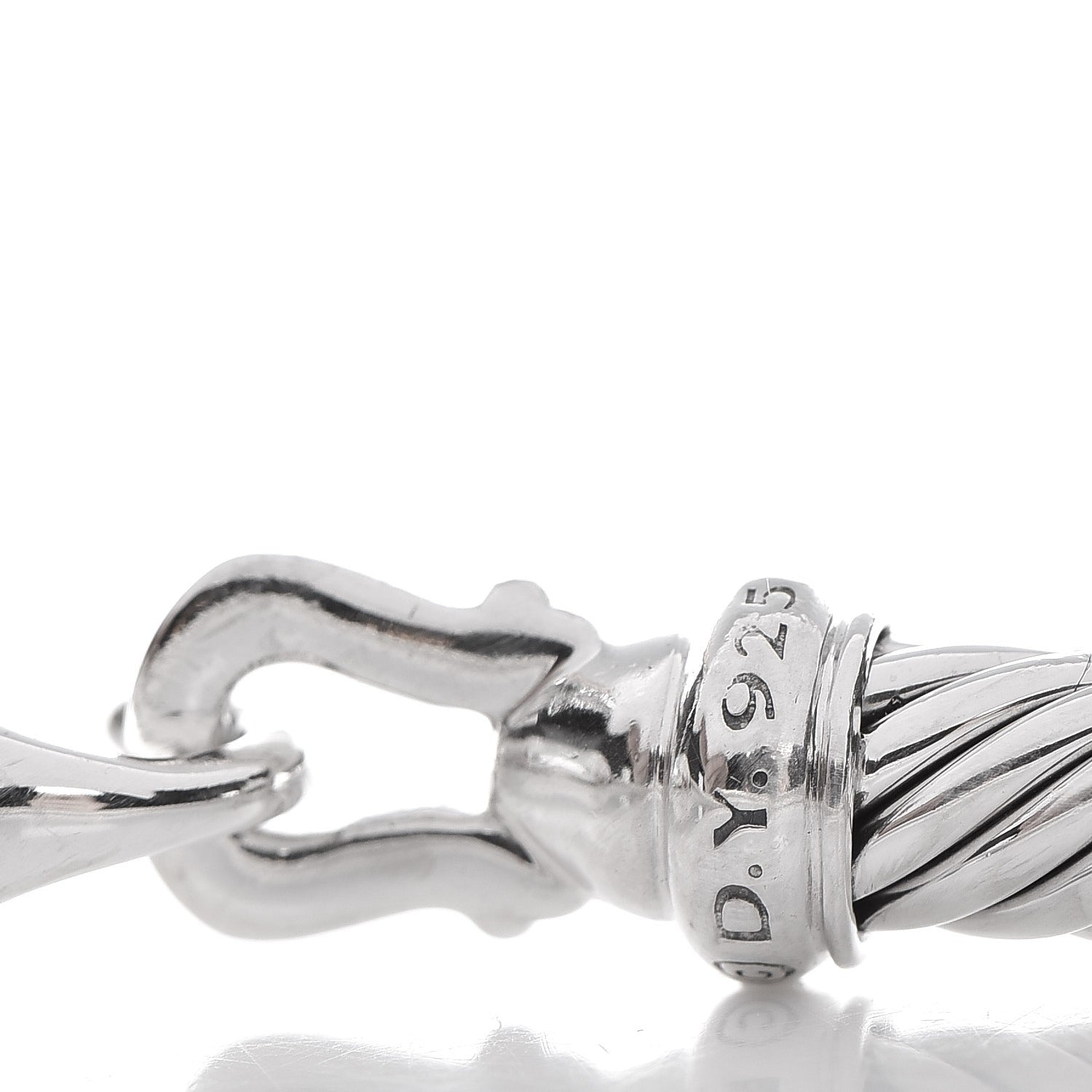 David Yurman Sterling Silver Diamond 5mm Cable Buckle Bracelet 3 of 5