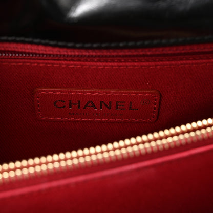 Chanel Aged Calfskin Chevron Quilted Small Coco Handle Flap Black 6 of 11