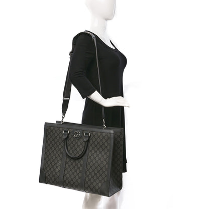 Gucci GG Supreme Monogram Textured Dollar Calfskin Large Ophidia Tote Bag Grey Black Graphite Grey 2 of 10
