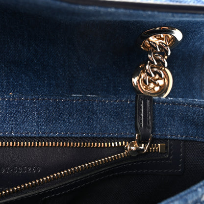 Gucci Denim Matelasse Small GG Marmont Shoulder Bag Blue 7 of 10