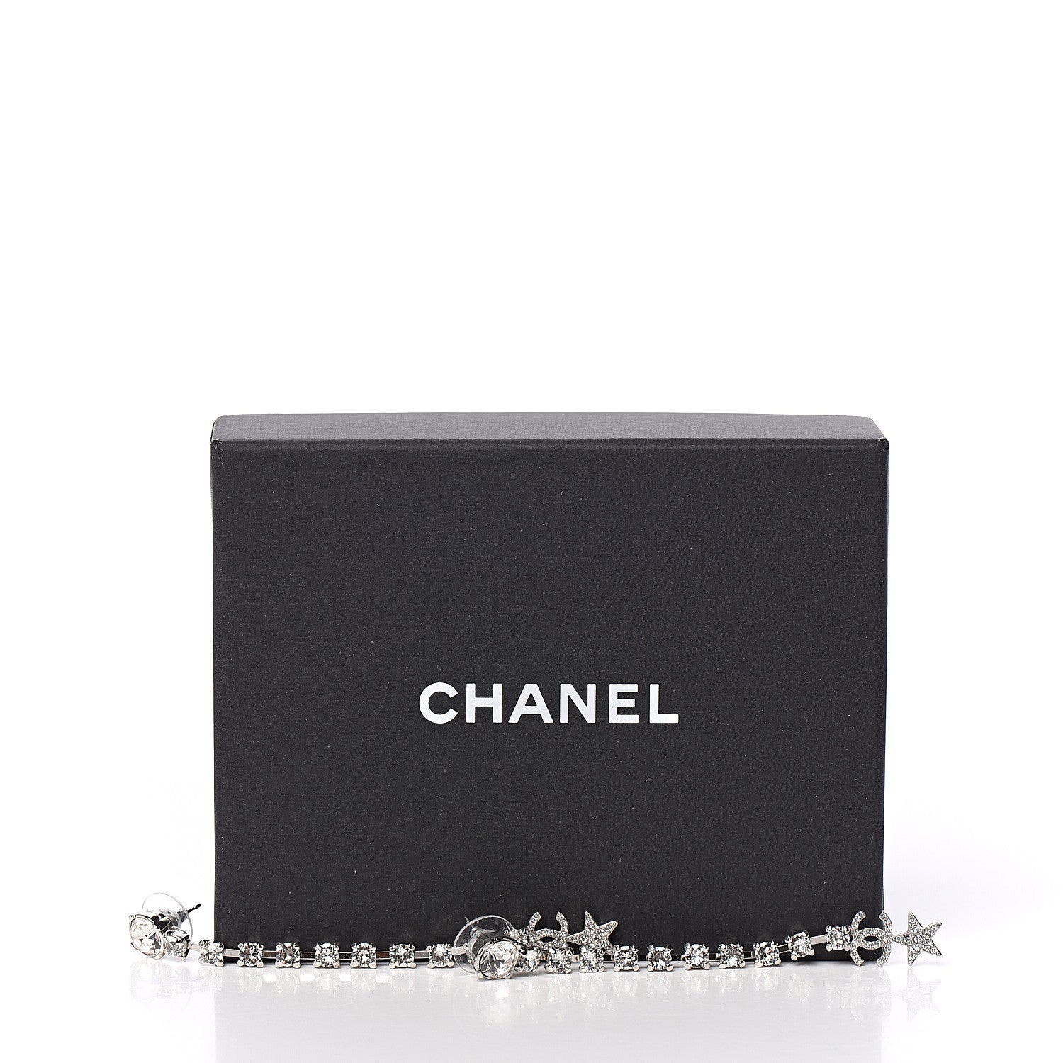 Chanel Crystal Starfall Drop Long CC Earrings Silver 4 of 4