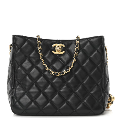 Chanel Lambskin Quilted Small Pearl Crush Hobo Black 1 of 10