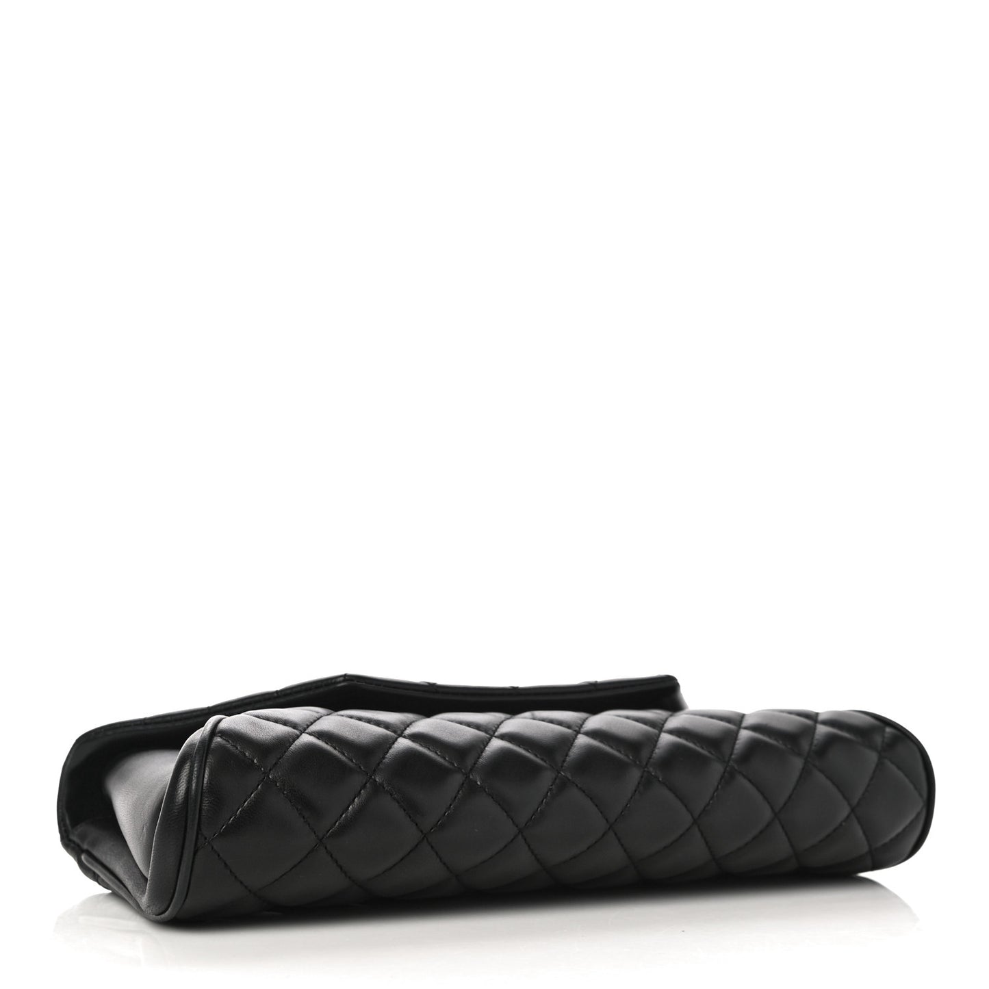 Lambskin Quilted Fold Up Again Clutch Black